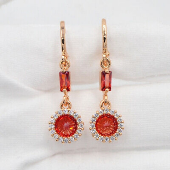 Boutique Designed Jewelry - 18Kt Gold & Red Mystic Topaz Earrings